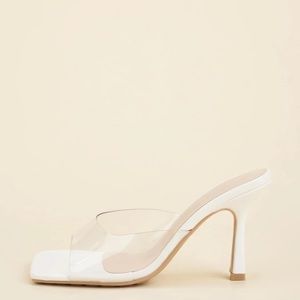 Clear Stiletto Heeled Mule Sandals